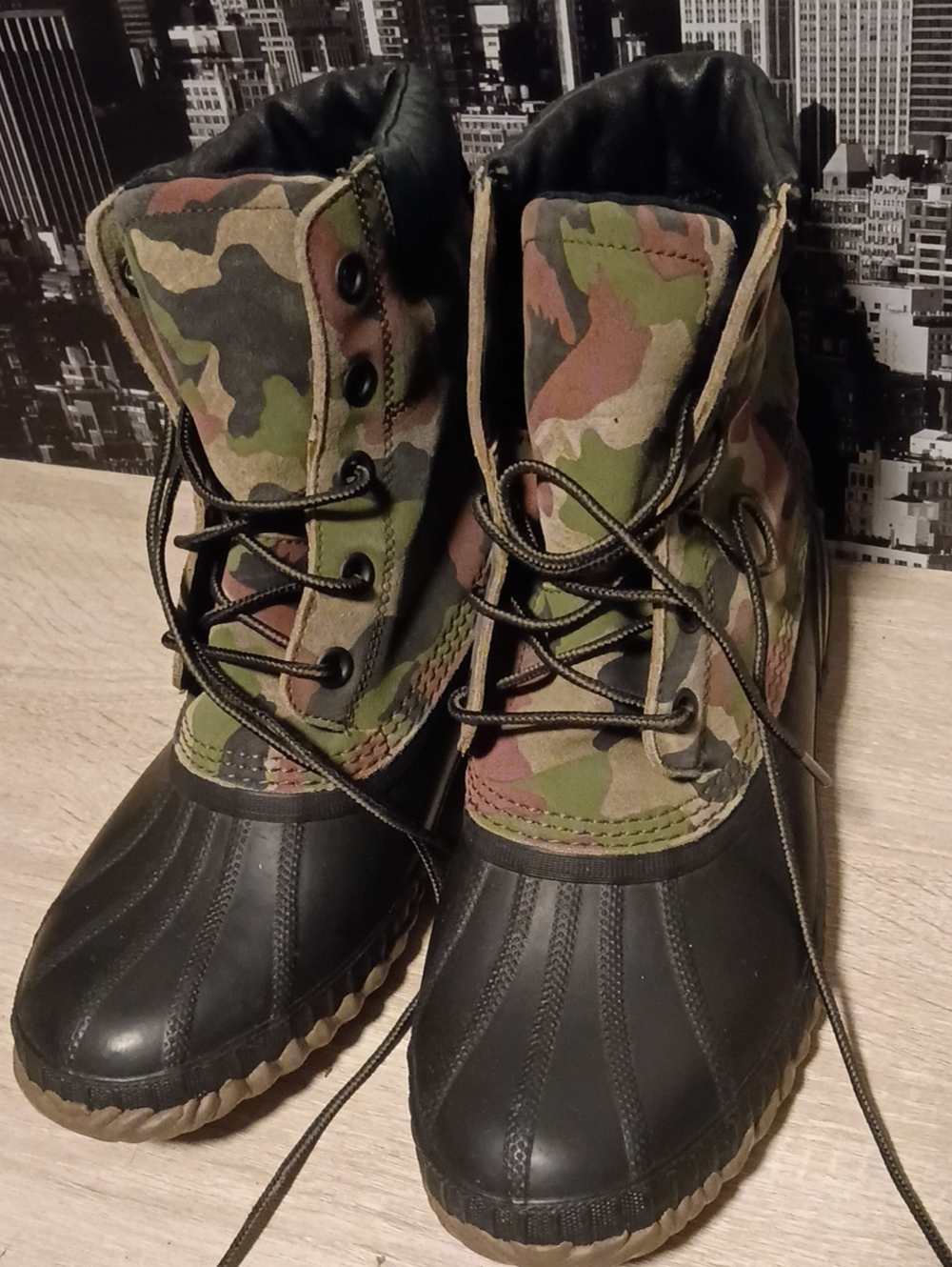 Sorel Men's Camouflage Lace-Up Duck Boots in Green, Brown & Black